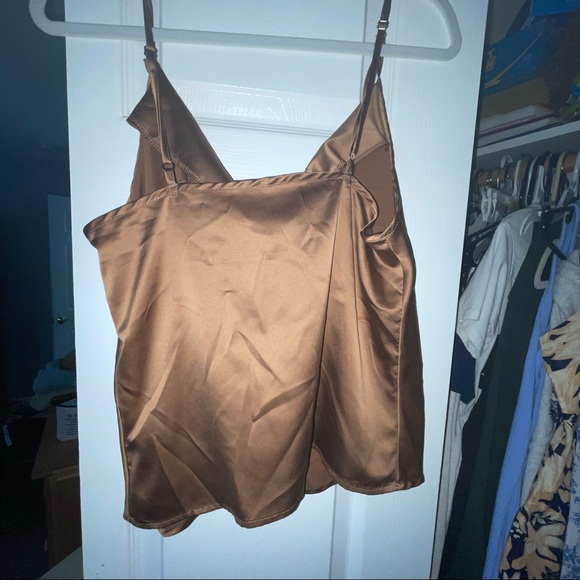 Copper colored cows neck spaghetti strap top - Picture 2 of 3